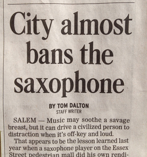 Bad Sax Newspaper Headline+